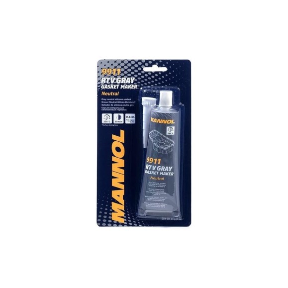 Нейтральный силиконовый герметик MANNOL RTV Gasket Maker Gray Neutral (85 гр; серый; от -40 до +230 градусов) 2485 Нейтральный силиконовый герметик MANNOL RTV Gasket Maker Gray Neutral (85 гр; серый; от -40 до +230 градусов) 2485