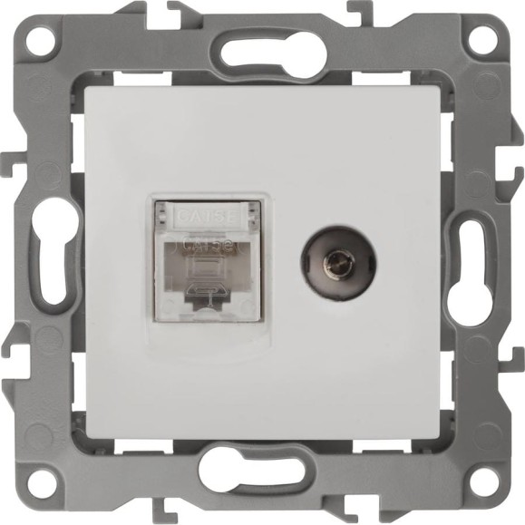 Комбинированная розетка ЭРА 12-3110-01 RJ45 TV, IP20, 12, белый Б0027441 Комбинированная розетка ЭРА 12-3110-01 RJ45 TV, IP20, 12, белый Б0027441