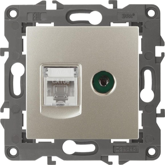 Розетка ЭРА 14-3110-04 RJ45 TV, IP20, шампань Б0034317