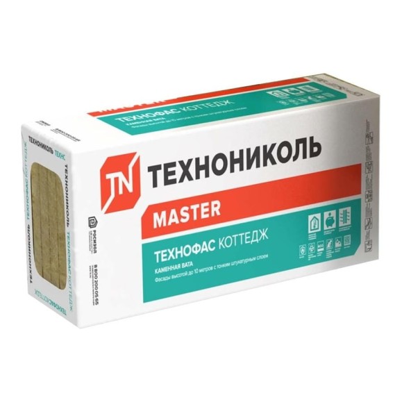 Минеральная изоляция Технониколь ТЕХНОФАС КОТТЕДЖ (6 плит; 1200х600х50 мм) TN495005 Минеральная изоляция Технониколь ТЕХНОФАС КОТТЕДЖ (6 плит; 1200х600х50 мм) TN495005