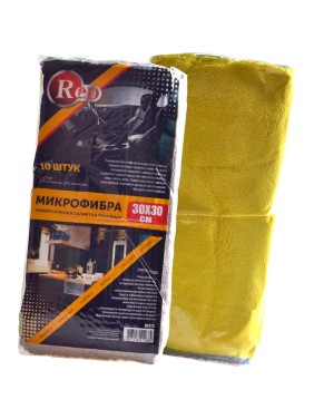 Набор салфетка микрофибра RED универсальная, 10 шт. 30x30 см RM10