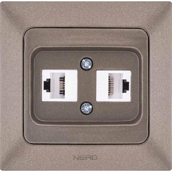 Розетка NE-AD комп.+ телефонная, CAT6+CAT3, Aras, Мокка, 1/12/120, 93-125-23-DN Розетка NE-AD комп.+ телефонная, CAT6+CAT3, Aras, Мокка, 1/12/120, 93-125-23-DN