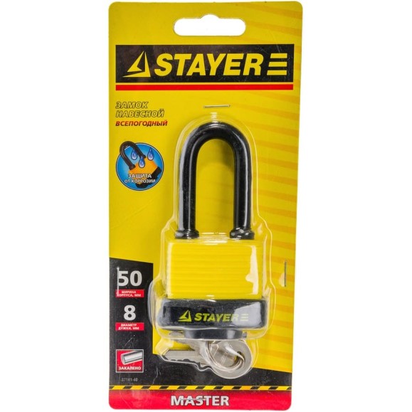 Навесной всепогодный замок 50 мм STAYER MASTER 37141-40 Навесной всепогодный замок 50 мм STAYER MASTER 37141-40