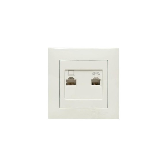 Розетка EKF валенсия RJ-45 RJ11 2-местная белая PROxima EWK02-035-30