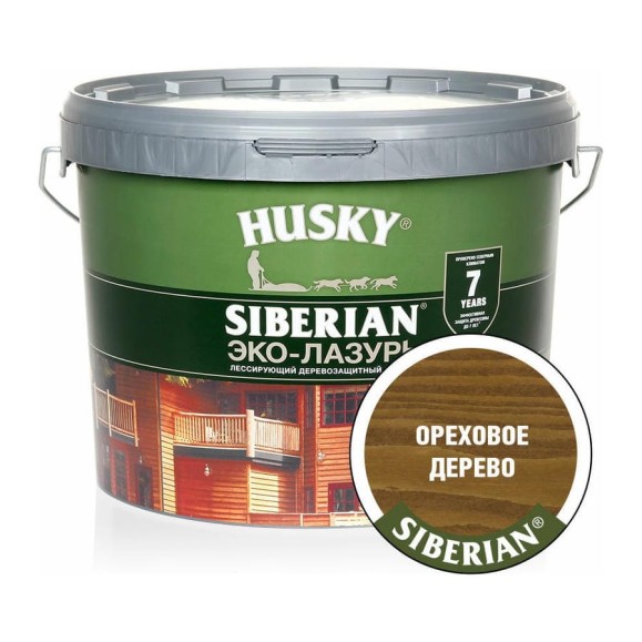 Эко-лазурь HUSKY ореховое дерево 9 л 25224