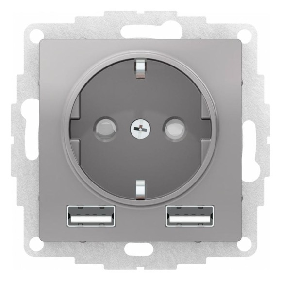 Розетка SO + USB Systeme Electric AtlasDesign Алюминий, A+A, 5В/2,4А, 2x5В/1,2А SE ATN000330 Розетка SO + USB Systeme Electric AtlasDesign Алюминий, A+A, 5В/2,4А, 2x5В/1,2А SE ATN000330