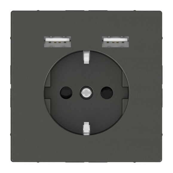 Розетка Schuko с 2 USB Systeme Electric Merten D-Life Антрацит c з/у SE MTN2366-6034 Розетка Schuko с 2 USB Systeme Electric Merten D-Life Антрацит c з/у SE MTN2366-6034