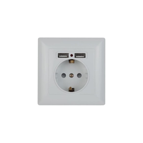 Розетка Intro Solo с заземлением P+E Schuko со шторками, 16А-250В + 2хUSB, IP20, СУ, белый, Б0053713 Розетка Intro Solo с заземлением P+E Schuko со шторками, 16А-250В + 2хUSB, IP20, СУ, белый, Б0053713