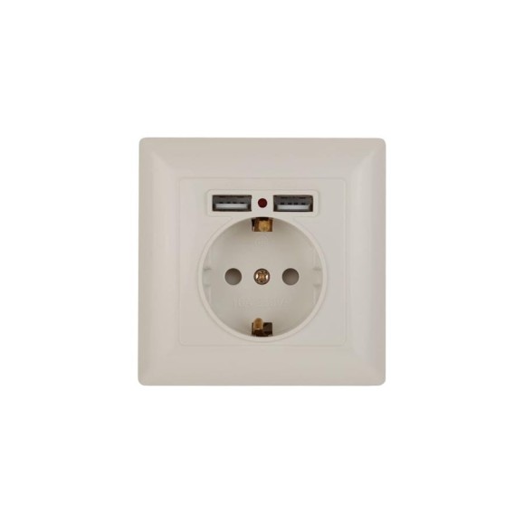 Розетка Intro Solo с заземл P+E Schuko со шторками, 4-410-02, 16А-250В + 2хUSB, СУ, слоновая кость, Б0053714 Розетка Intro Solo с заземл P+E Schuko со шторками, 4-410-02, 16А-250В + 2хUSB, СУ, слоновая кость, Б0053714