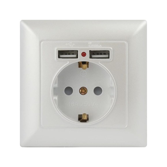 Розетка Intro Solo с заземл P+E Schuko со шторками, 16А-250В + 2хUSB, IP20, СУ, перламутр, Б0053718 Розетка Intro Solo с заземл P+E Schuko со шторками, 16А-250В + 2хUSB, IP20, СУ, перламутр, Б0053718