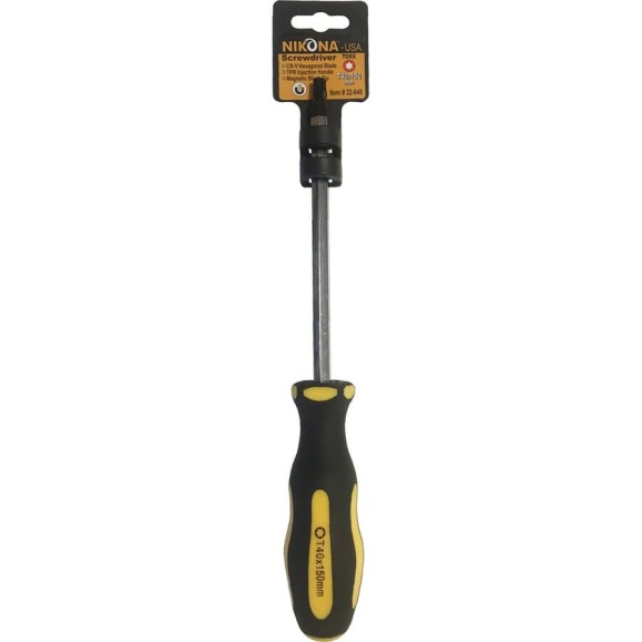 Отвертка NIKONA звездочка Torx Cr-V, T40x150 мм, шестигранная 22-648 Отвертка NIKONA звездочка Torx Cr-V, T40x150 мм, шестигранная 22-648