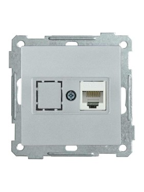 Компьютерная розетка IEK BOLERO РК10-1-Б RJ45, Cat 5e, серебро EKB15-01-K23