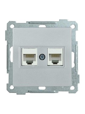 2-ая компьютерная розетка IEK BOLERO РК10-2-Б RJ45, Cat 5e, серебряный EKB25-K23