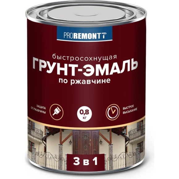 Грунт-эмаль Proremontt 3 в 1 быстросохнущая, белая, матовая, 0.8 кг Лк-00012740 Грунт-эмаль Proremontt 3 в 1 быстросохнущая, белая, матовая, 0.8 кг Лк-00012740