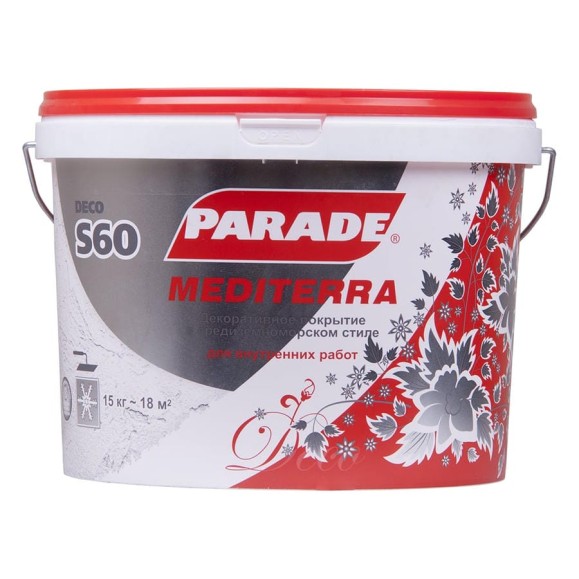 Декоративное покрытие PARADE DECO Mediterra S60 с эффектом средиземноморья, белый, 15 кг 90003180640 Декоративное покрытие PARADE DECO Mediterra S60 с эффектом средиземноморья, белый, 15 кг 90003180640