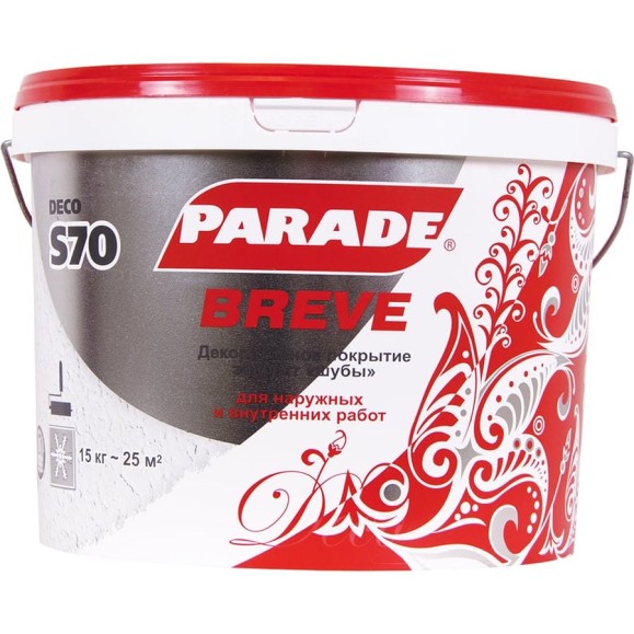 Декоративное покрытие PARADE DECO Breve S70 с эффектом мелкой шубы, белый, 15 кг 90001905113 Декоративное покрытие PARADE DECO Breve S70 с эффектом мелкой шубы, белый, 15 кг 90001905113