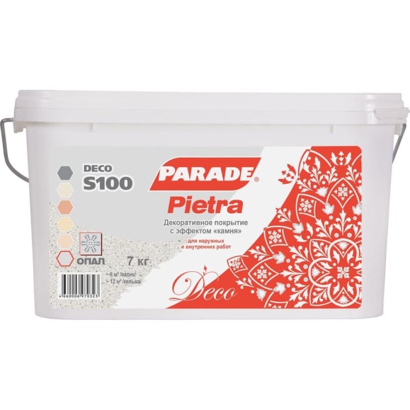 Декоративное покрытие PARADE DECO Pietra S100 с эффектом камня, опал, 7 кг 90003181511 Декоративное покрытие PARADE DECO Pietra S100 с эффектом камня, опал, 7 кг 90003181511