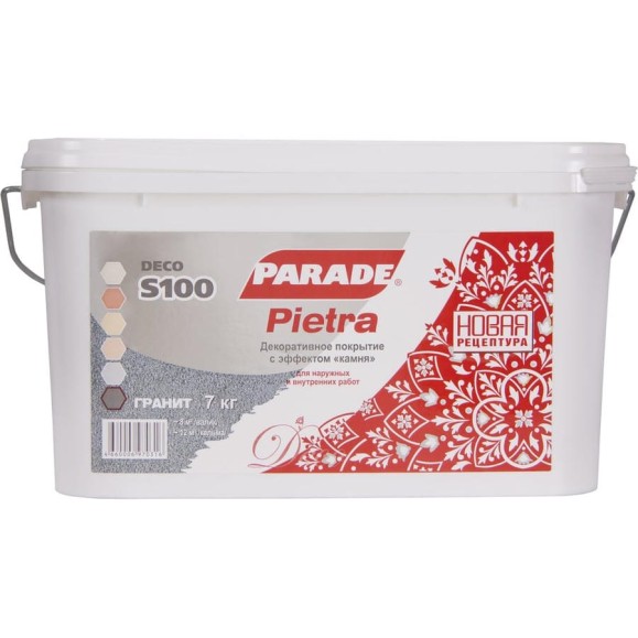 Декоративное покрытие PARADE DECO Pietra S100 с эффектом камня, гранит, 7 кг 90003181509