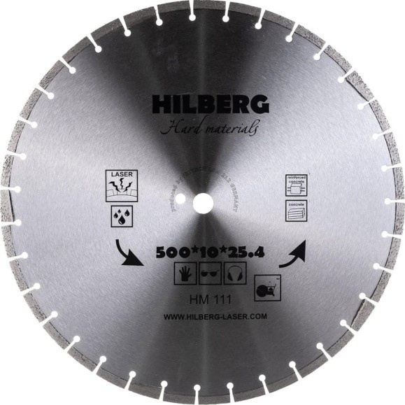Диск алмазный отрезной Hilberg 500x25.4 Hard Materials Laser HM111 Диск алмазный отрезной Hilberg 500x25.4 Hard Materials Laser HM111