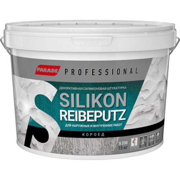 Декоративная штукатурка PARADE короед Professional SILIKON Reibeputz S230 R 2, 15 кг Лк-00008248 Декоративная штукатурка PARADE короед Professional SILIKON Reibeputz S230 R 2, 15 кг Лк-00008248