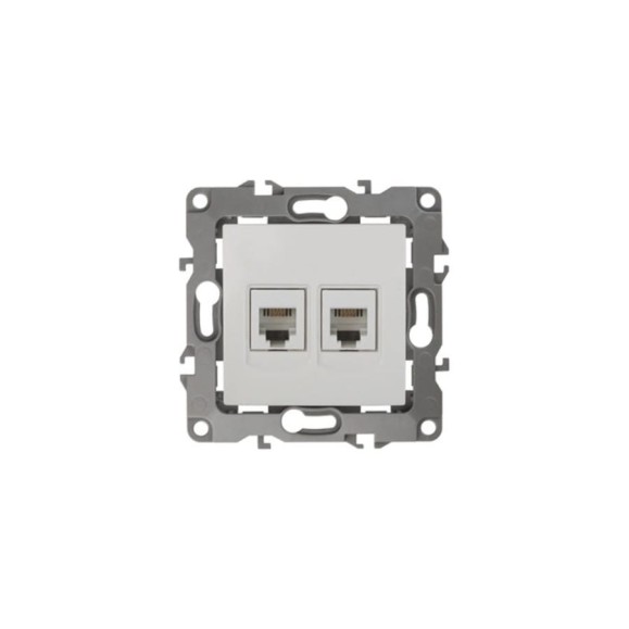 Телефонная розетка ЭРА 12-3106-02 двойная 2XRJ11, IP20, слоновая кость, Б0014718 Телефонная розетка ЭРА 12-3106-02 двойная 2XRJ11, IP20, слоновая кость, Б0014718