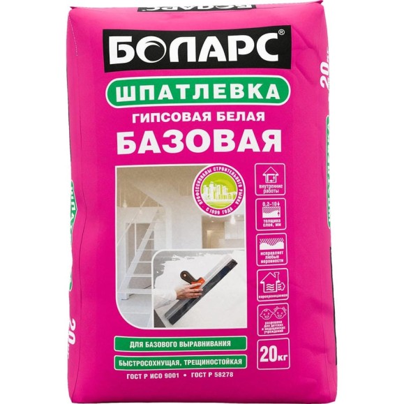 Гипсовая шпатлевка БОЛАРС Базовая 20 кг 00000038993 Гипсовая шпатлевка БОЛАРС Базовая 20 кг 00000038993
