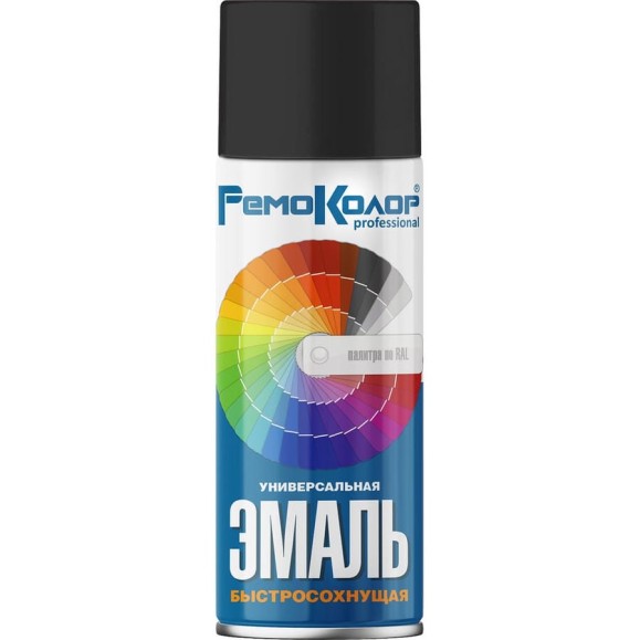 Универсальная акриловая эмаль РемоКолор (черная; матовая; 520 мл) 69-9-110 Универсальная акриловая эмаль РемоКолор (черная; матовая; 520 мл) 69-9-110