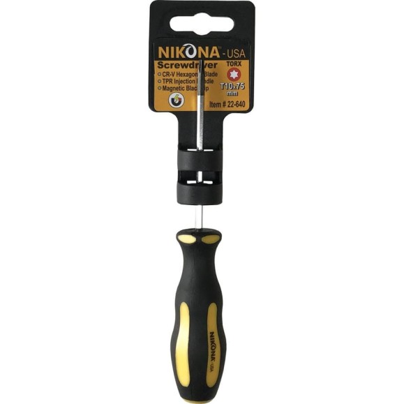 Отвертка NIKONA звездочка Torx Cr-V, T 10x75 мм, шестигранная 22-640 Отвертка NIKONA звездочка Torx Cr-V, T 10x75 мм, шестигранная 22-640
