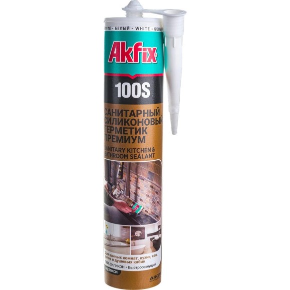 Санитарный герметик для кухни и ванной Akfix 100S, белый, 280 мл SA032 Санитарный герметик для кухни и ванной Akfix 100S, белый, 280 мл SA032