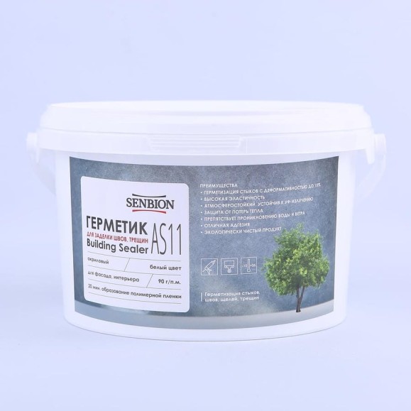 Герметик для заделки швов и трещин SENBION Building Sealer AS-11 (акриловый; белый; 7 кг) SB2955/7-Бел Герметик для заделки швов и трещин SENBION Building Sealer AS-11 (акриловый; белый; 7 кг) SB2955/7-Бел