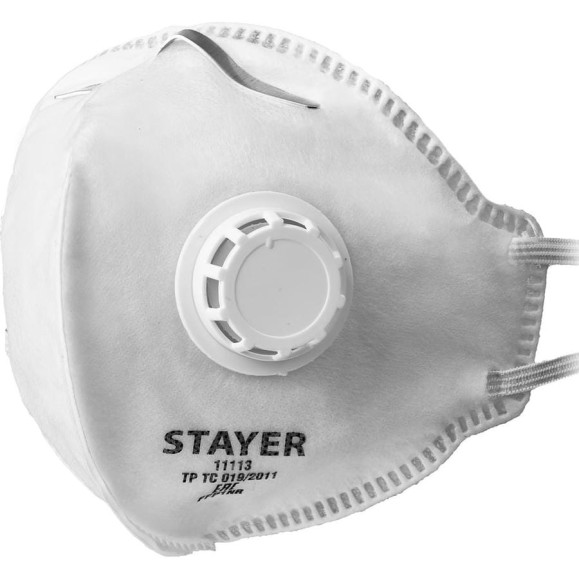 Фильтрующая плоская полумаска STAYER FV-80 FFP1 с клапаном 11113_z01