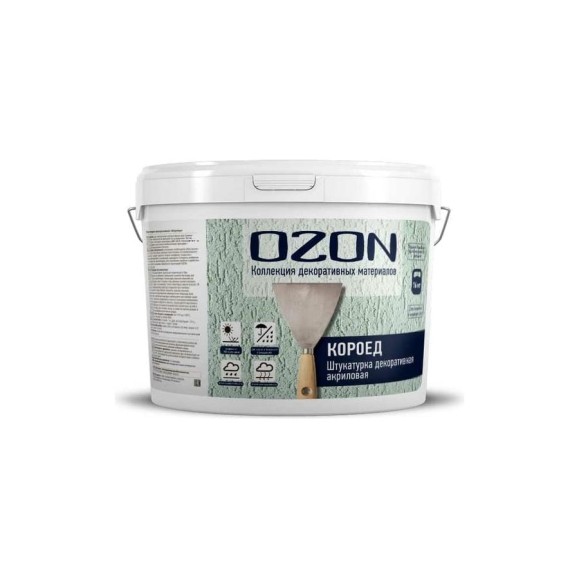 Декоративная штукатурка OZON КОРОЕД (полимерная; для фасада; 2 мм; 16 кг) КД-16 Декоративная штукатурка OZON КОРОЕД (полимерная; для фасада; 2 мм; 16 кг) КД-16