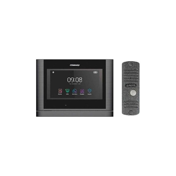Комплект видеодомофона и вызывной панели COMMAX CDV-704MF(DarksilverBlackSmog)/AVC305S Комплект видеодомофона и вызывной панели COMMAX CDV-704MF(DarksilverBlackSmog)/AVC305S