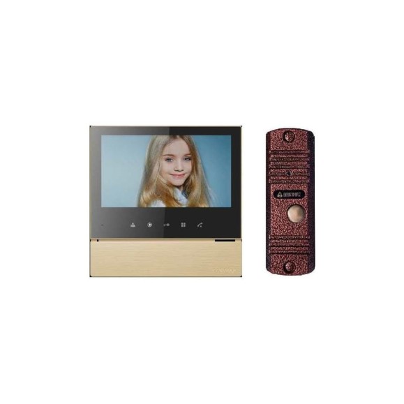 Комплект видеодомофона и вызывной панели COMMAX CDV-70H2(GoldBlackSmog)/AVC305
