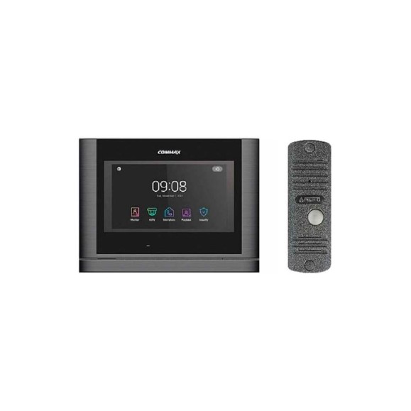 Комплект видеодомофона и вызывной панели COMMAX CDV-70MF(DarksilverBlackSmog)/AVC305S