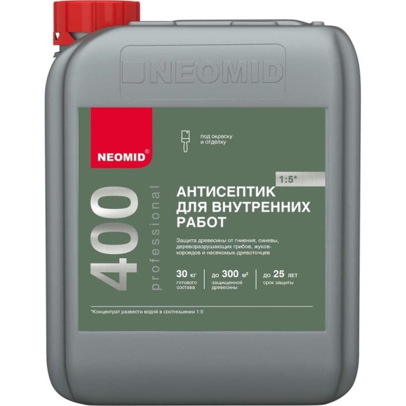 Деревозащитный состав для внутренних работ NEOMID 400 5 л Н-400-5/к1:5 Деревозащитный состав для внутренних работ NEOMID 400 5 л Н-400-5/к1:5