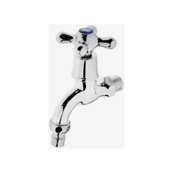 Водоразборный кран Zein 1/2", со штуцером, с крест-ручкой, PP, кран-букса, хром 5307531