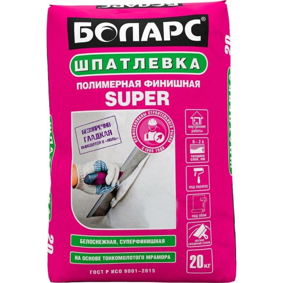 Шпатлевка финишная СУПЕР/SUPER (2100) БОЛАРС 20 кг 00000007465 Шпатлевка финишная СУПЕР/SUPER (2100) БОЛАРС 20 кг 00000007465