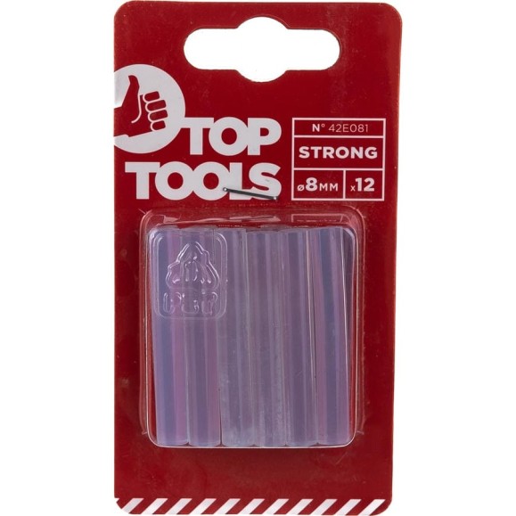 Стержни клеевые (12 шт; 8х50 мм; прозрачные) Top Tools  42E081