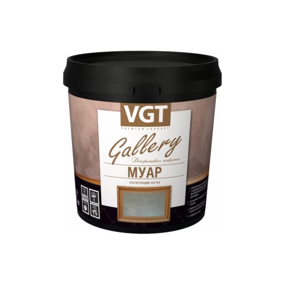 Лессируюющий состав VGT GALLERY МУАР полупрозрачный, black pearl, 0.9 кг 11607778 Лессируюющий состав VGT GALLERY МУАР полупрозрачный, black pearl, 0.9 кг 11607778