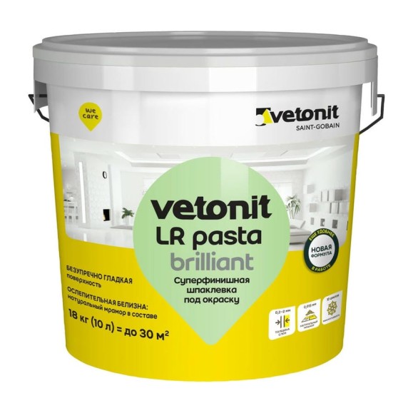 Суперфинишная шпаклевка Vetonit LR Pasta Brilliant (под окраску и обои; 18 кг) 1024527 Суперфинишная шпаклевка Vetonit LR Pasta Brilliant (под окраску и обои; 18 кг) 1024527