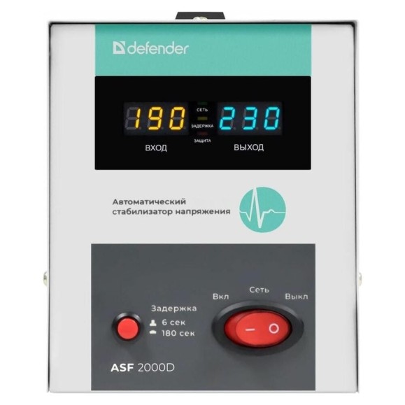 Напольный стабилизатор напряжения Defender ASF 2000D 1200Вт метал корпус, 2 розетки 99037 Напольный стабилизатор напряжения Defender ASF 2000D 1200Вт метал корпус, 2 розетки 99037