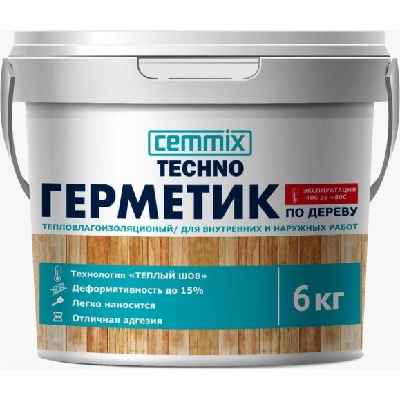 Акриловый герметик для дерева CEMMIX Теплый шов (сосна; 6 кг) 84735745 Акриловый герметик для дерева CEMMIX Теплый шов (сосна; 6 кг) 84735745