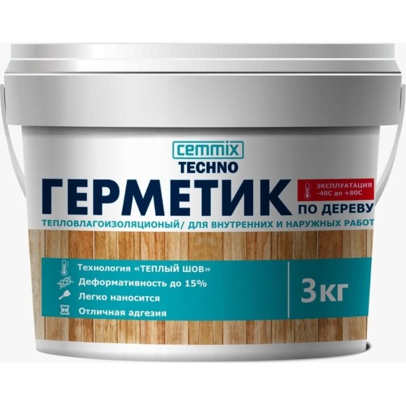 Акриловый герметик для дерева CEMMIX Теплый шов (медовый; 3 кг) 84735742 Акриловый герметик для дерева CEMMIX Теплый шов (медовый; 3 кг) 84735742