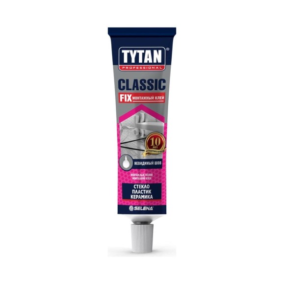 Монтажный клей Tytan PROFESSIONAL CLASSIC FIX каучуковый, шоу бокс, прозрачный, 100 мл 72955 246439