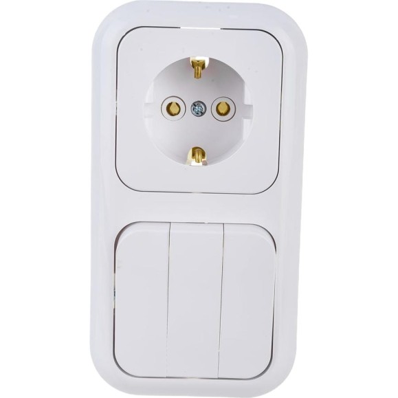 Блок Bylectrica 3 выключателя + розетка с заземляющим контактом СУ, серия ГАРМОНИЯ, белый, 3В-РЦ-663