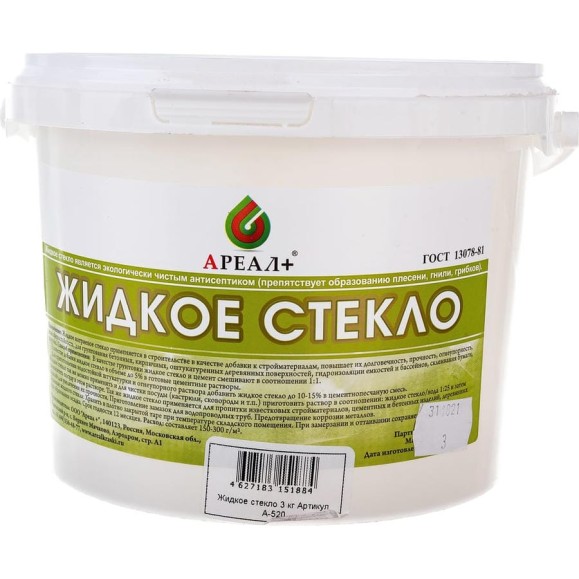 Жидкое стекло Ареал+ 3 кг А-520 Жидкое стекло Ареал+ 3 кг А-520