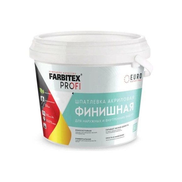 Акриловая финишная шпатлевка Farbitex для наружных и внутренних работ 4300008121 Акриловая финишная шпатлевка Farbitex для наружных и внутренних работ 4300008121
