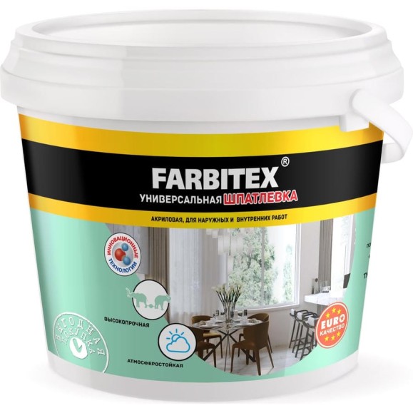 Акриловая шпатлевка Farbitex (для наружных и внутренних работ; 3.5 кг) 4300001567 Акриловая шпатлевка Farbitex (для наружных и внутренних работ; 3.5 кг) 4300001567