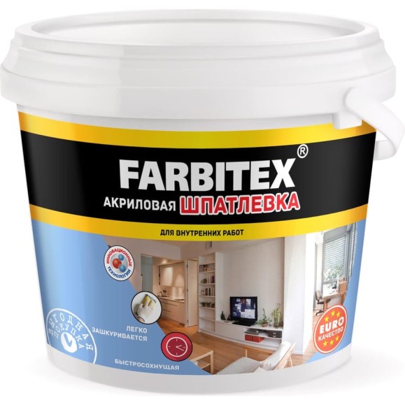 Акриловая шпатлевка Farbitex (для внутренних работ; 3.5 кг) 4300001564 Акриловая шпатлевка Farbitex (для внутренних работ; 3.5 кг) 4300001564